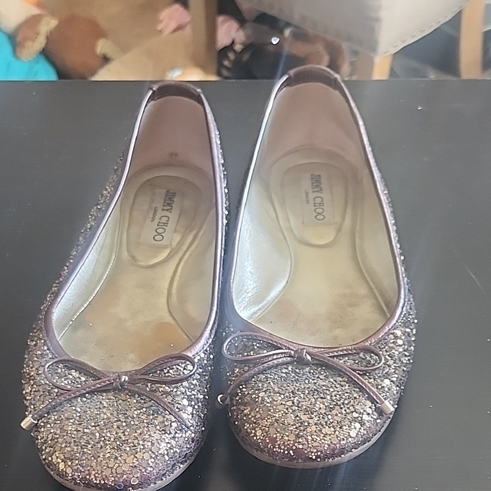 Jimmy Choo Sparkling Bronze Flats
